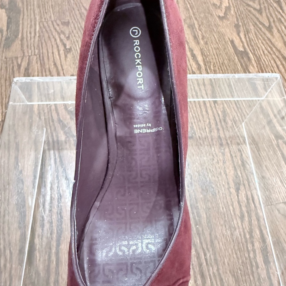 Rockport Burgundy Suede Platform Peep Toe Heels Size 8 - Picture 8 of 9
